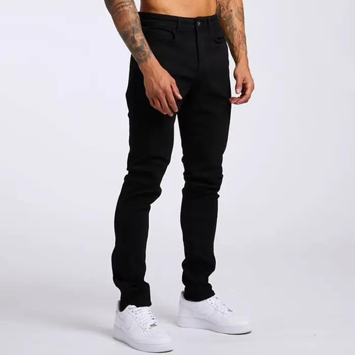 Pantalon Jean Stretch Crayon Coupe Ajustée Denim Noir Pour Hommes Occasions DÉCONTRACTÉES