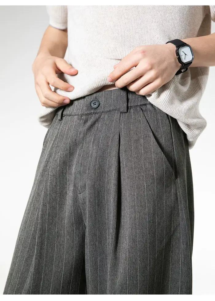 Pantalon drapé à rayures rétro pour hommes