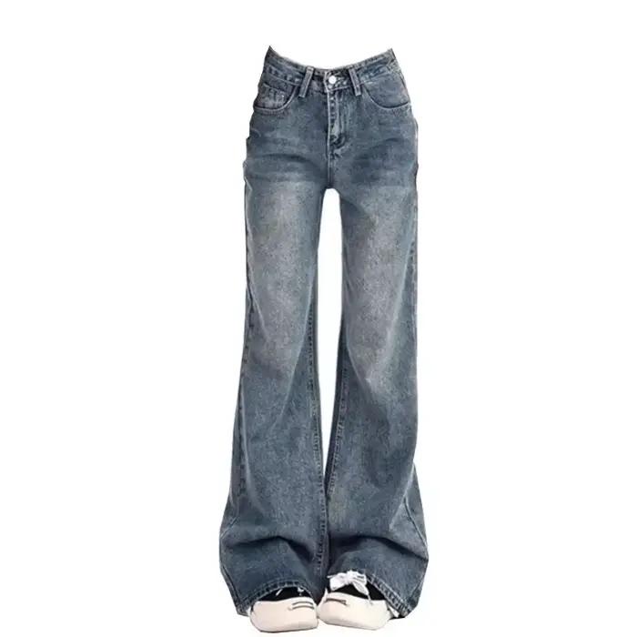 Dames jean pantalon évasé loisirs minceur Vintage inspiré automne taille haute cloche femmes