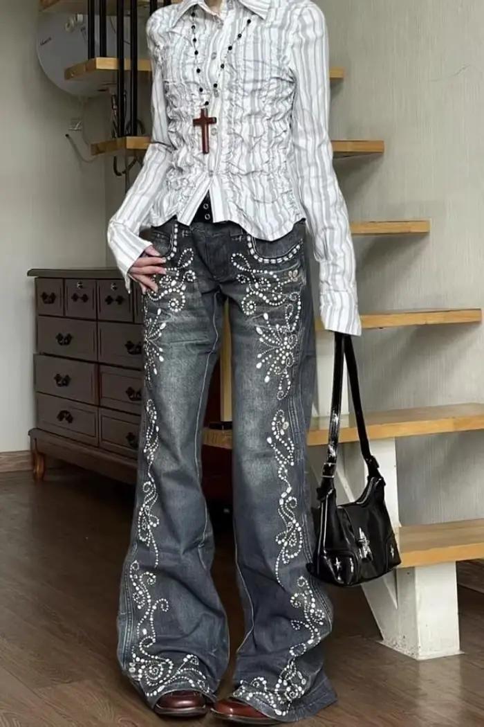 Jean femme Y2k pantalon Vintage taille basse Bootcut