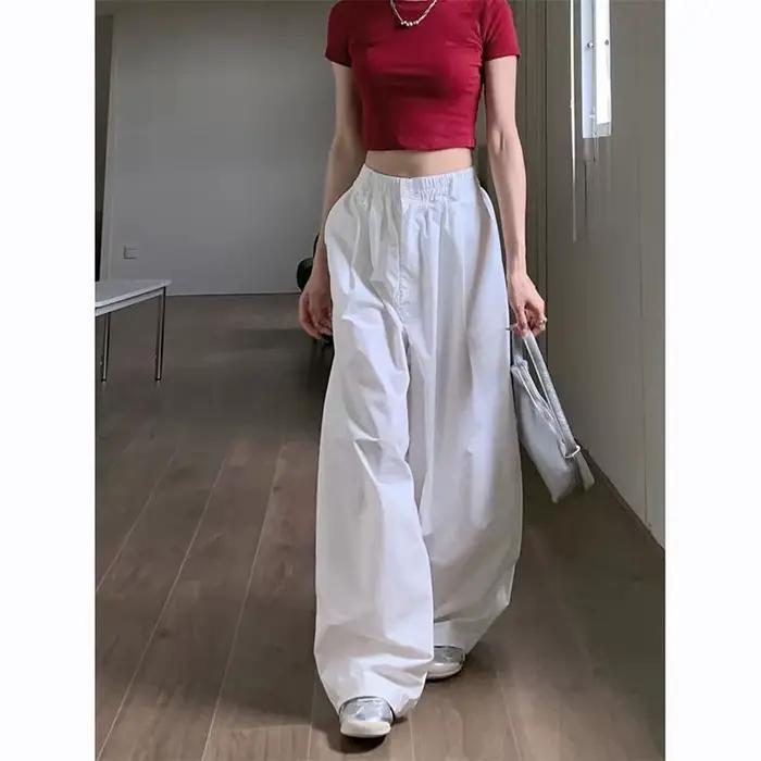 Zoki-Pantalon Blanc à Jambes Larges pour Femme