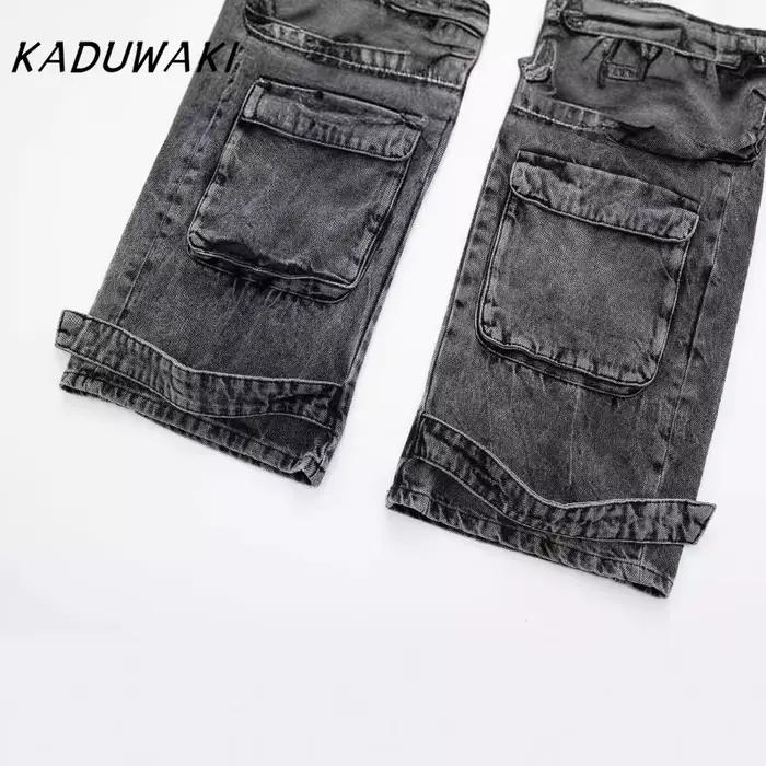 Jean gothique Kaduwaki pantalon cargo femmes jambes larges couleur unie nouvelle mode printemps 2025