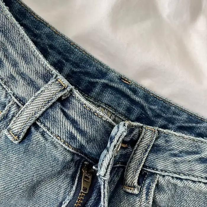 Jean en denim délavé rétro pour femme