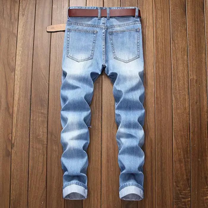 DistMurcia-Jean bleu clair déchiré pour homme, droit, design de marque, mode 2025