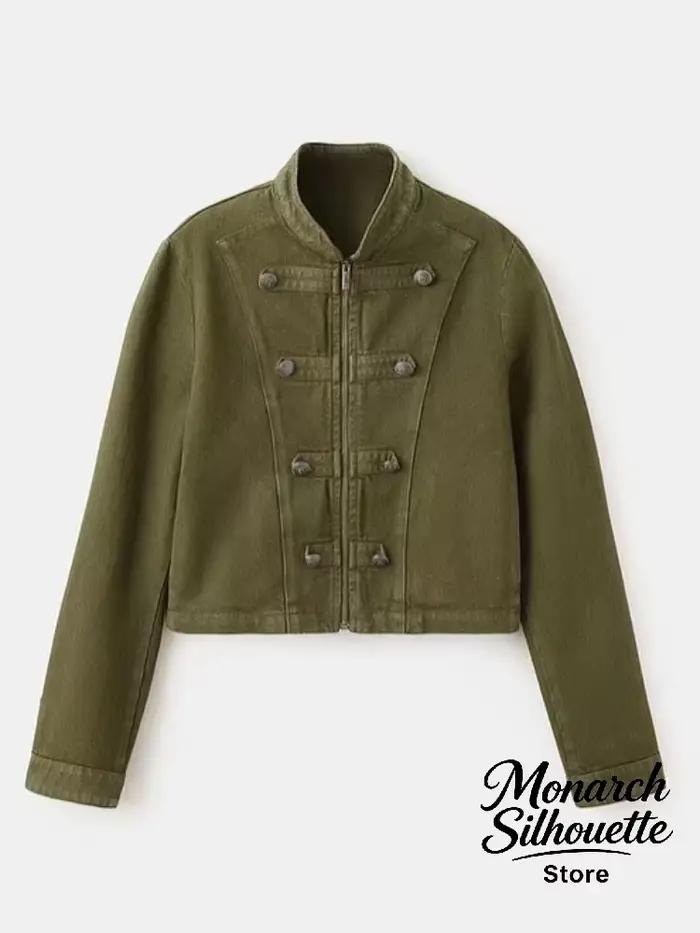 Veste Courte Zippée Style Militaire Napoléonien pour Femme