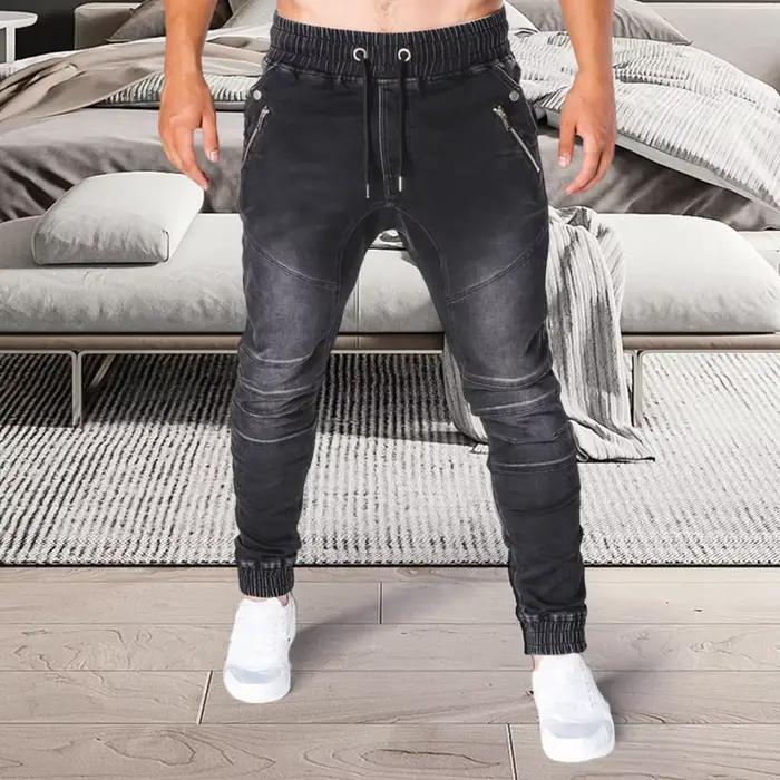 Jean Slim pour hommes, pantalon en Denim à lacets noué à la cheville