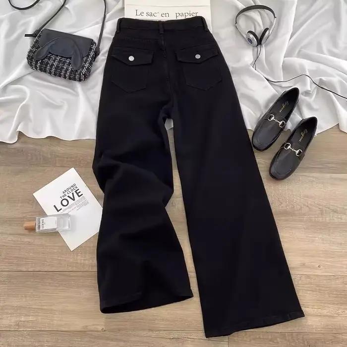 Jean noir taille haute pour femmes