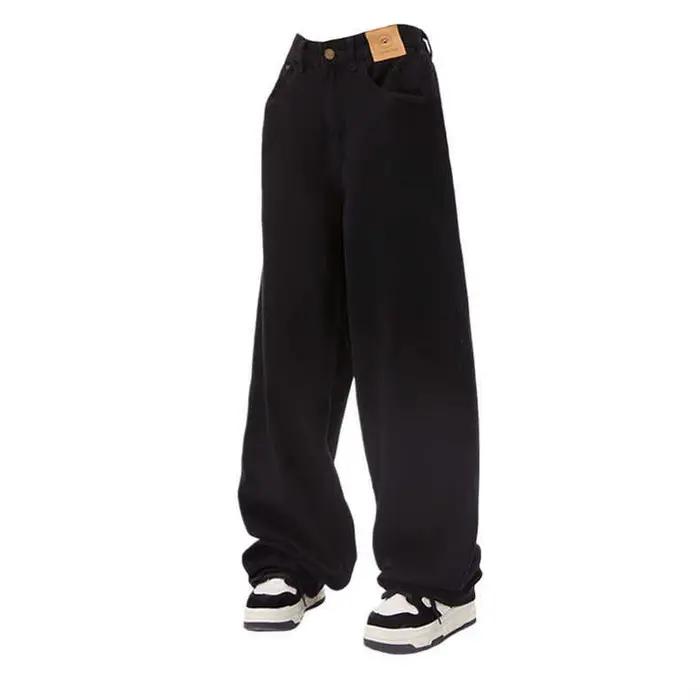 Jean droit noir rétro américain pour femme