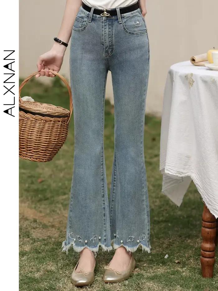 ALXNAN Jean évasé pour femme