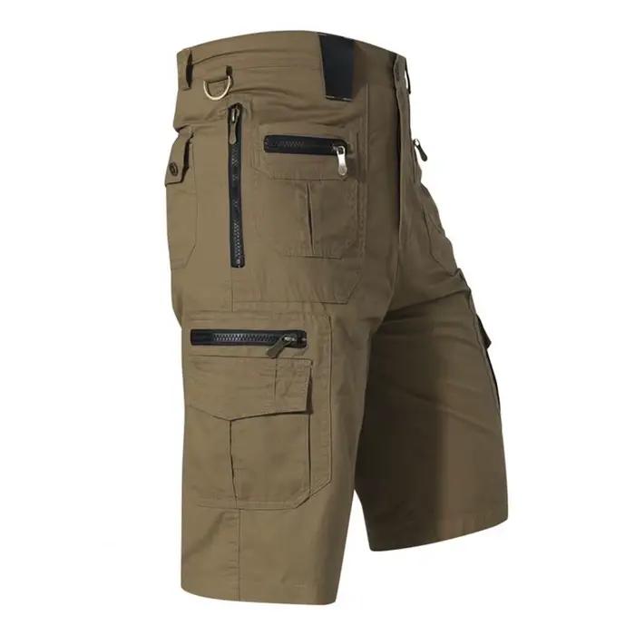 Short Cargo Décontracté avec Multiples Poches pour Hommes, Idéal pour Activités Extérieures et Jours de Repos, Disponible en Tailles Moyennes et Couleurs Unies
