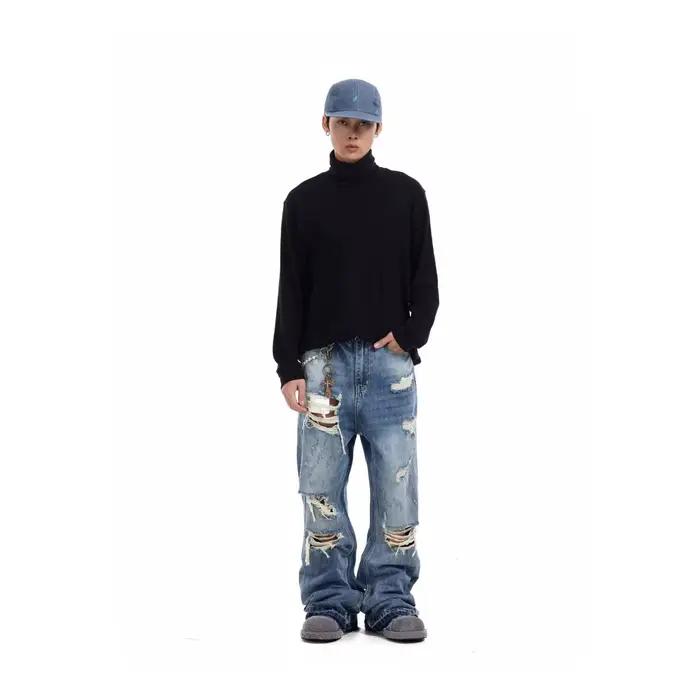 Jean décontracté rétro américain coupe droite pour homme