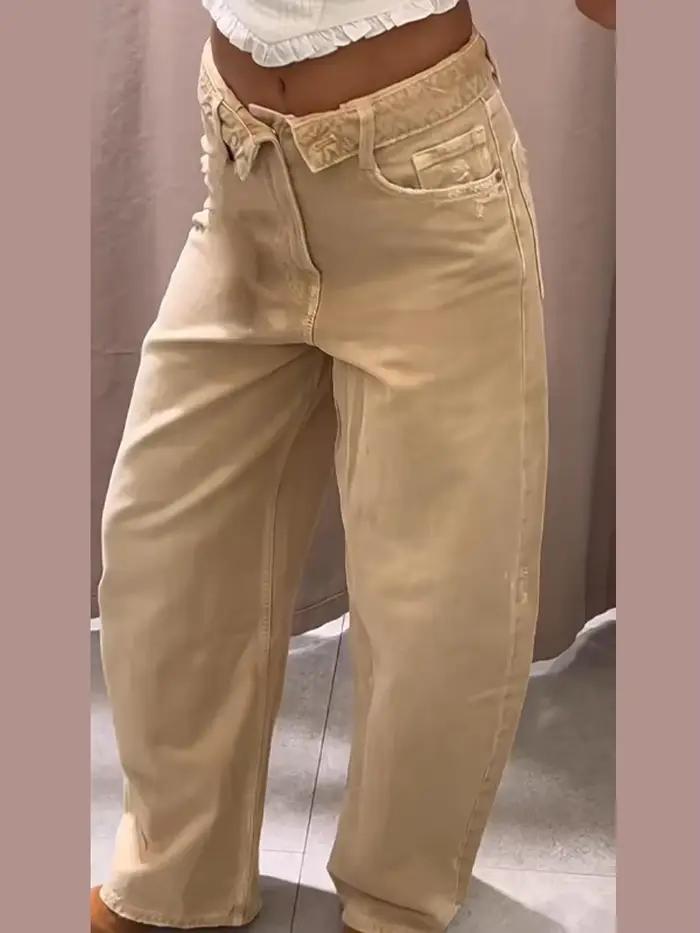 Jean pour femme taille mi-haute avec taille repliable