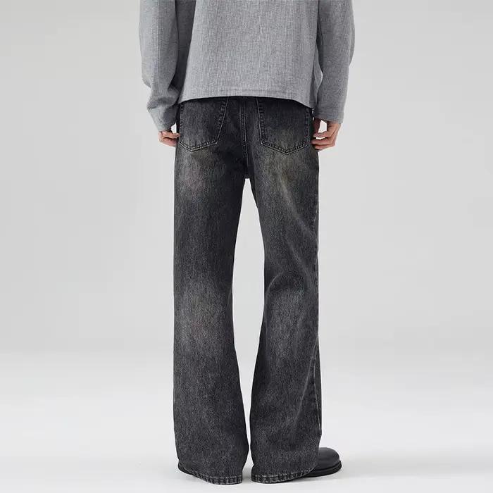 KSTUN 2025 printemps nouveaux hommes jean évasé coupe botte Denim pantalon droit Vintage gris jean hommes confort hommes pantalon cloche bas