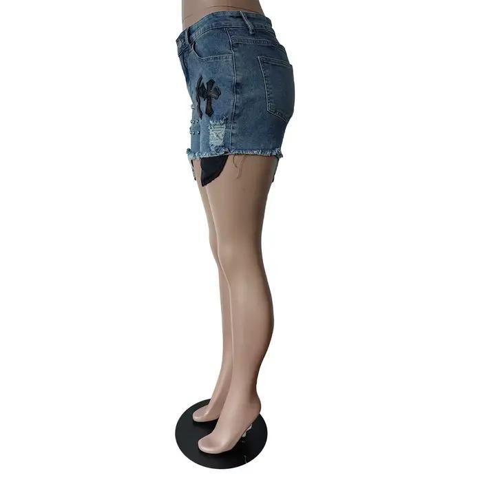 Streetwear Rivet jean Shorts pantalons Sexy femmes taille haute élégant Denim Moto Biker Club