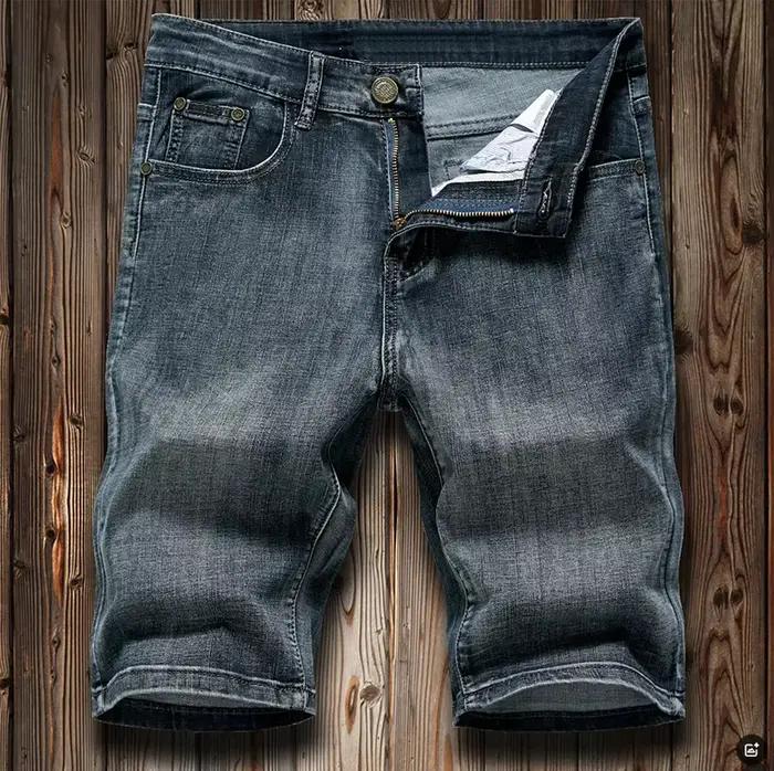 Shorts en jean pour homme été 2026 – Pantalon en denim extensible bleu foncé
