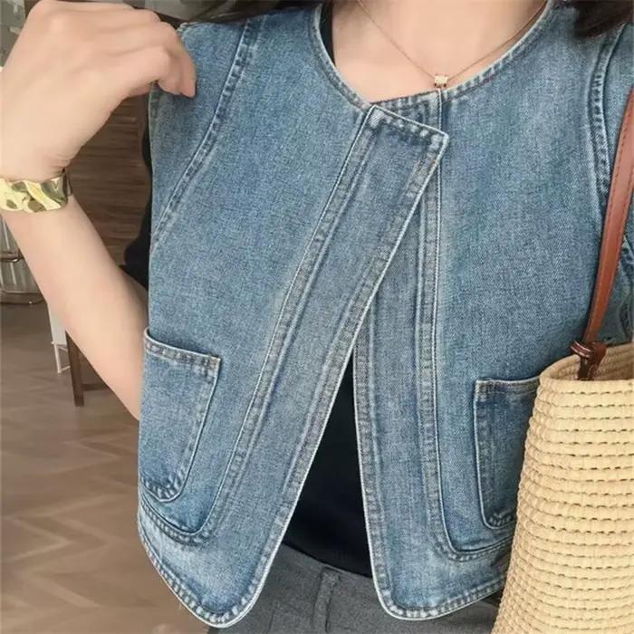 Gilet en jean vintage pour femme