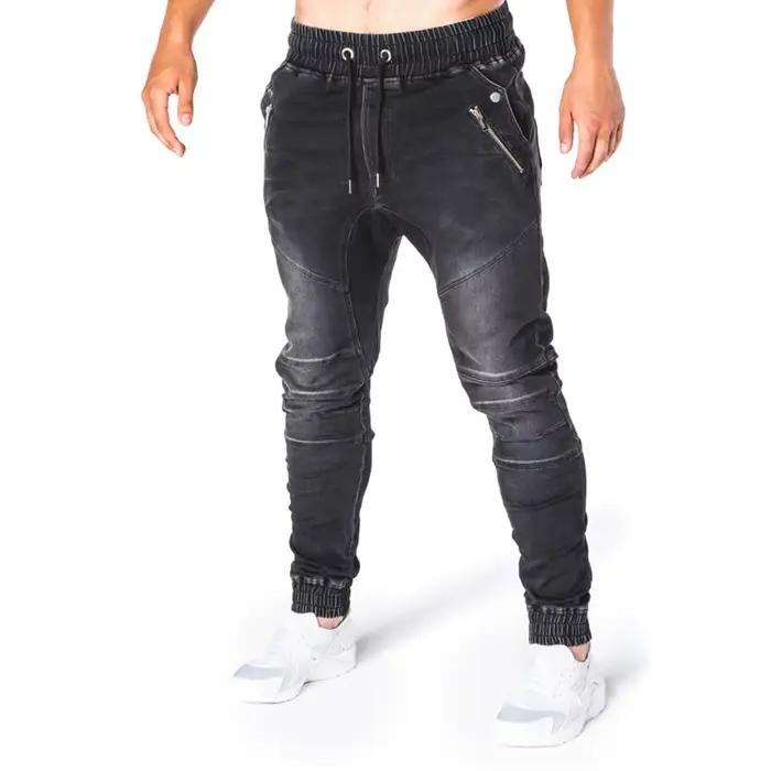 Jean Slim pour hommes, pantalon en Denim à lacets noué à la cheville