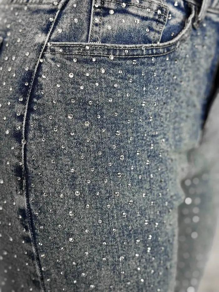 Pantalon en jean brillant avec strass