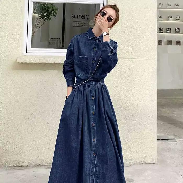Robe longue en jean pour femmes