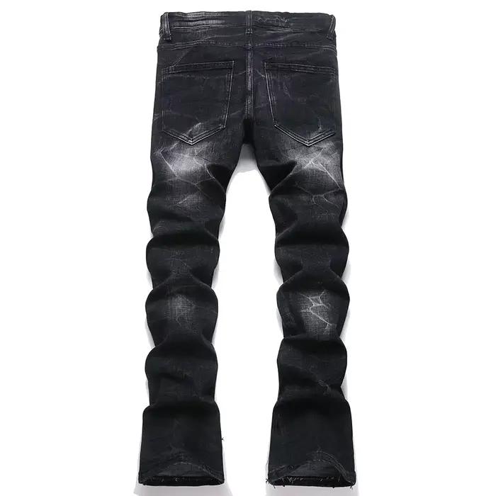 Jean en denim extensible pour homme avec rivets en cristal