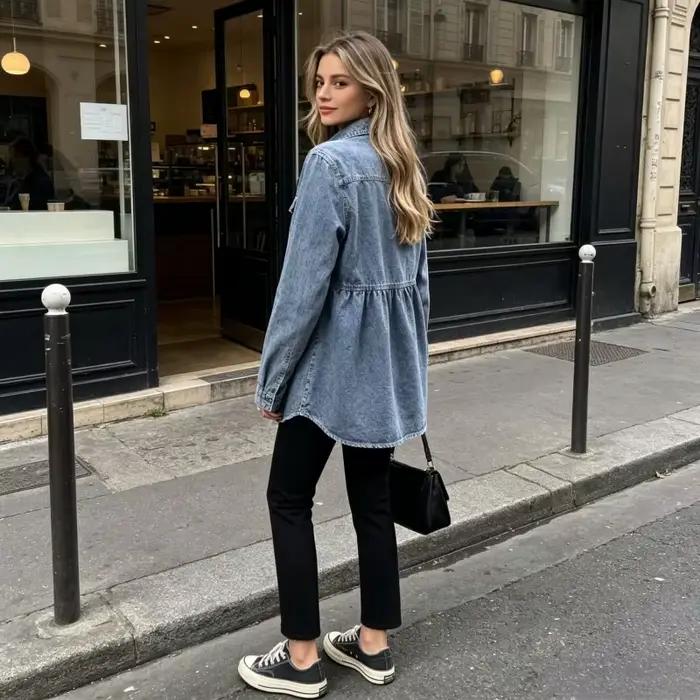 Manteau en jean vintage de Nowsaa pour femme style rétro automne hiver pour le bureau et les sorties en ville