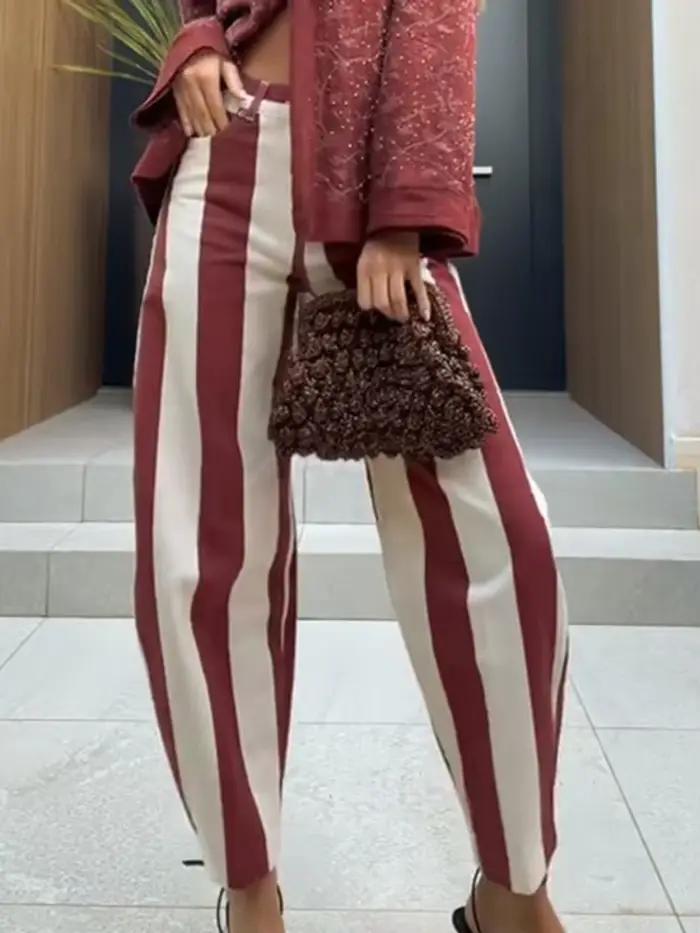 Jean rayé multicolore pour femme