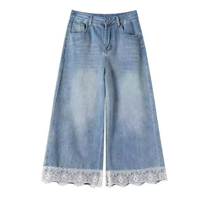 Jean large en dentelle ultra-fin pour femme