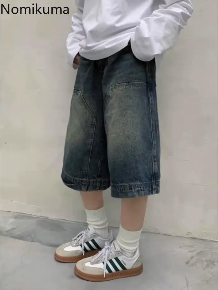 Shorts Mujer Vintage Jean décontractés pour femmes, shorts de rue mode Y2K, ajustement lâche polyester, poche pratique, style junior été