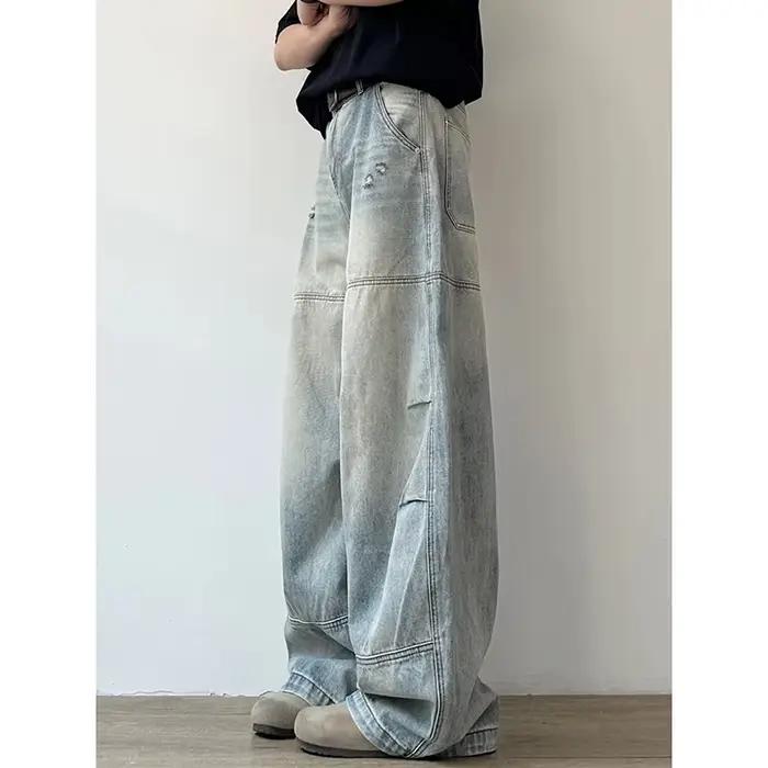 YIBASHU – Jean déchiré bleu gothique Y2K pour femme