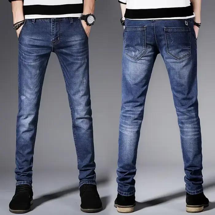 Jean Slim Bleu Foncé pour Homme, Pantalon en Denim, Style Coréen, à la Mode