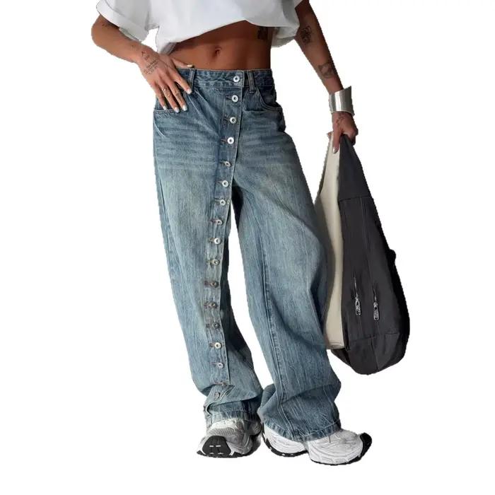 Jean large bleu Y2K pour femme