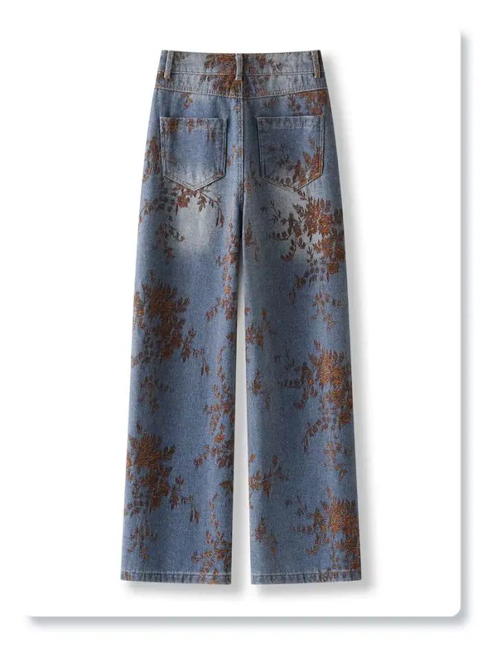 Jean Jacquard Vintage délavé pour femme