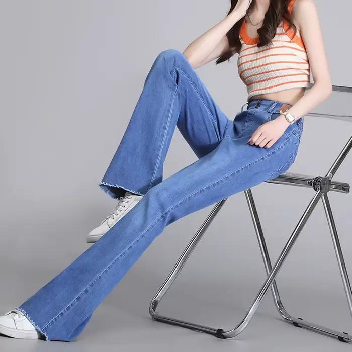 Jean en Denim à Bord Brut pour Femme
