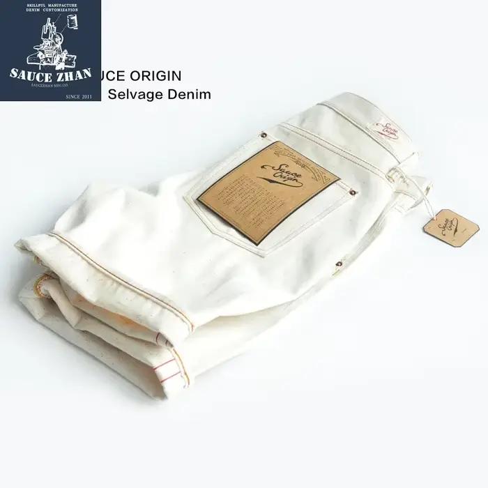 SAUCE ORIGIN blanc jean couleur point Shorts homme brut Denim lisière