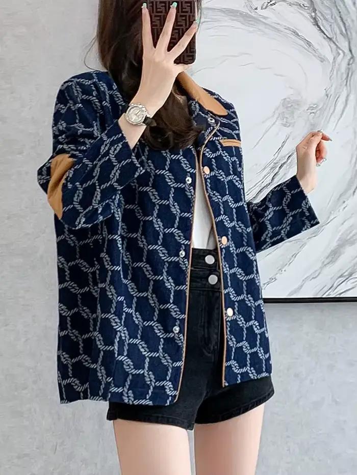 Veste en jean imprimée vintage pour femme