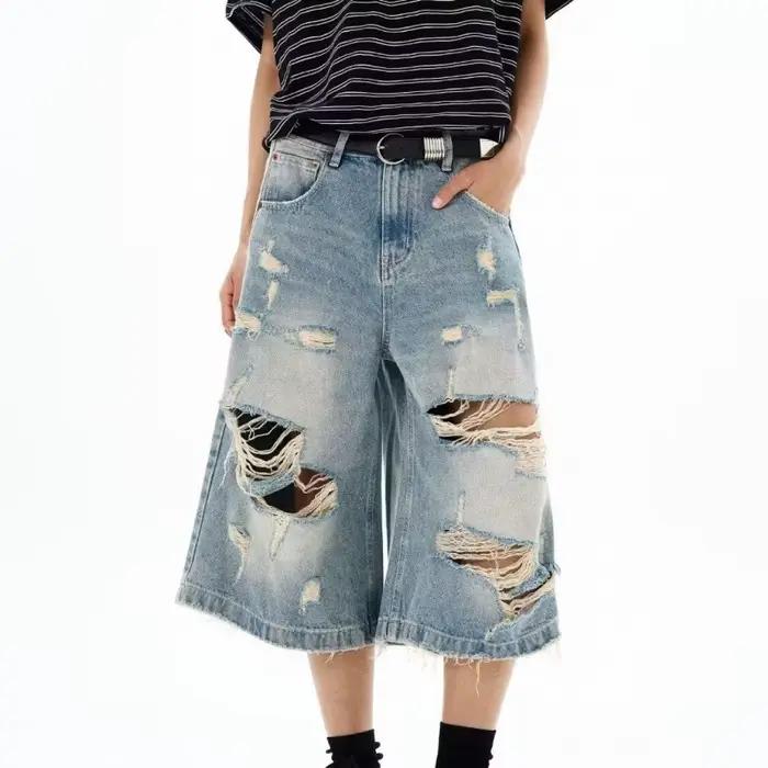 Nouveaux shorts en jean vintage déchirés pour hommes et femmes