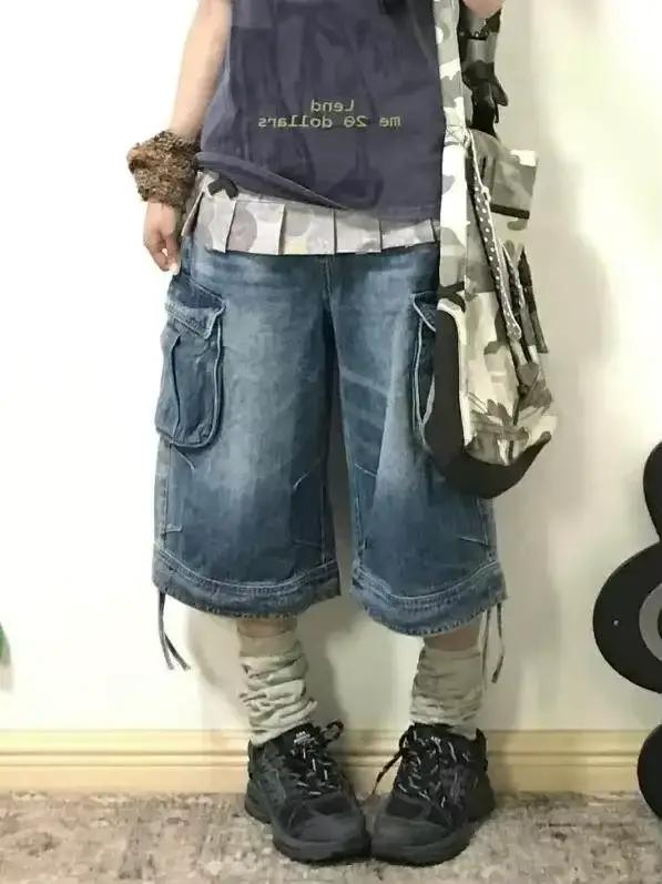 Shorts en jean cargo rétro américain pour femme