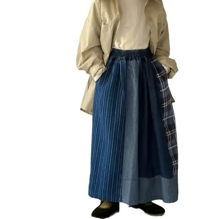 Pantalons pour enfants 2024 automne édition bébé fille coréen épissé plaid denim jambe pantalon enfants décontracté ample jambe large pantalon