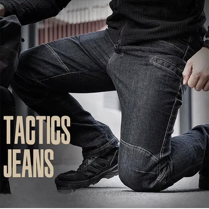 Pantalon en jean pour hommes automne militaire droit Denim tactique