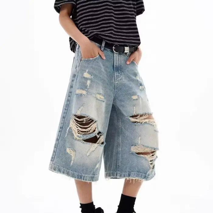 Nouveaux shorts en jean vintage déchirés pour hommes et femmes
