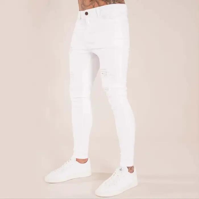 Jean Déchiré en Denim Blanc pour Homme
