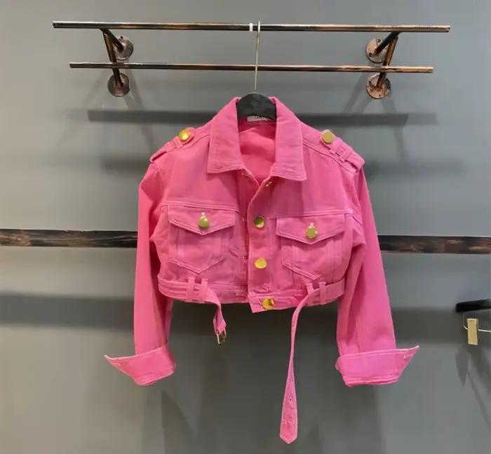 Veste en Jean Rose pour Petite Fille de 2 à 15 Ans