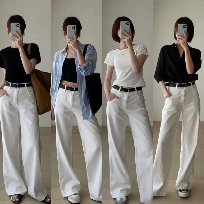 Jean blanc des années 2000 pour femme