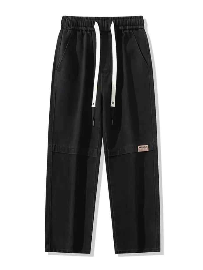 Nouveau Jean Rétro Homme Grande Taille avec Cordon de Serrage Pantalon en Denim Ample Coton Décontracté Coupe Droite Taille 5XL Occasions Quotidiennes Polyester Coton Robuste Polyvalent