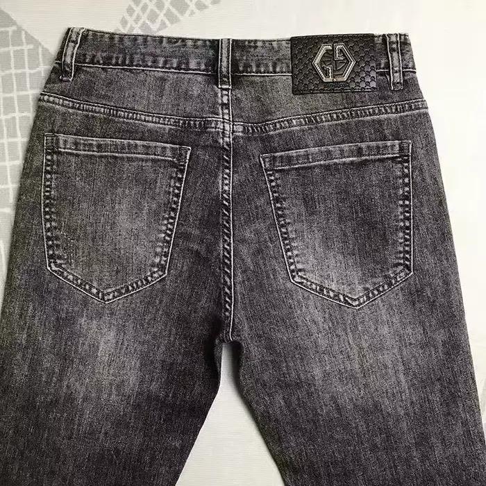 Jean diamant haut de gamme pour hommes, marque tendance, coupe ajustée, petits pieds, imprimé tigre, gris, pantalon décontracté pour hommes, printemps et automne