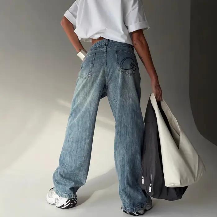 Jean large bleu Y2K pour femme