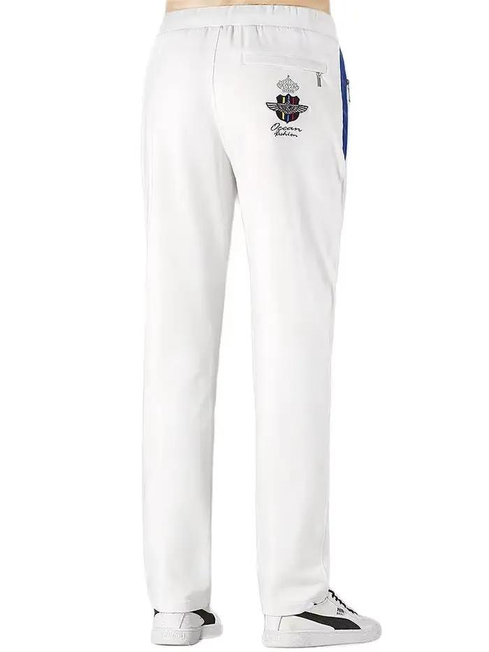Pantalon de Sport en Coton Bruce & Shark Blanc Taille Élastique Hommes Vêtements d'Entraînement Décontractés Mode Toutes Saisons Occasions Spéciales