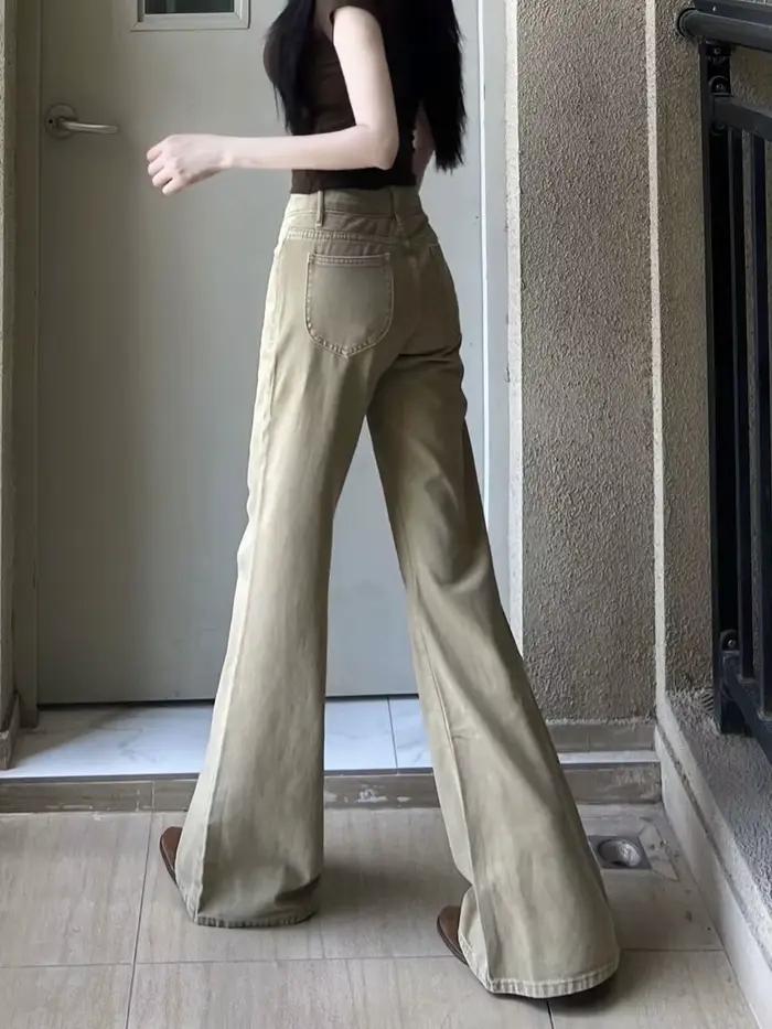 Jean évasé ample et fin pour femme 2026 – Pantalon en denim classique taille basse