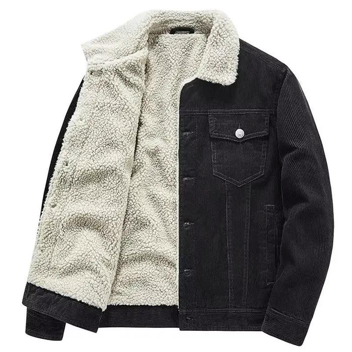 Veste en velours côtelé à boutonnage simple pour hommes