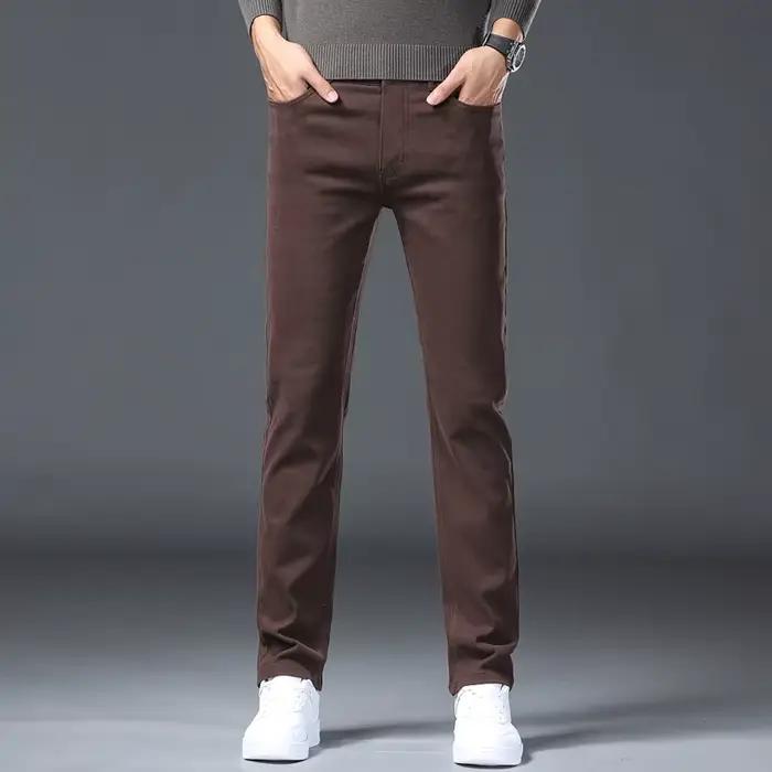 Pantalon en denim droit ArmyGreen pour hommes, style décontracté, adaptable aux saisons printemps et automne, pour les occasions quotidiennes
